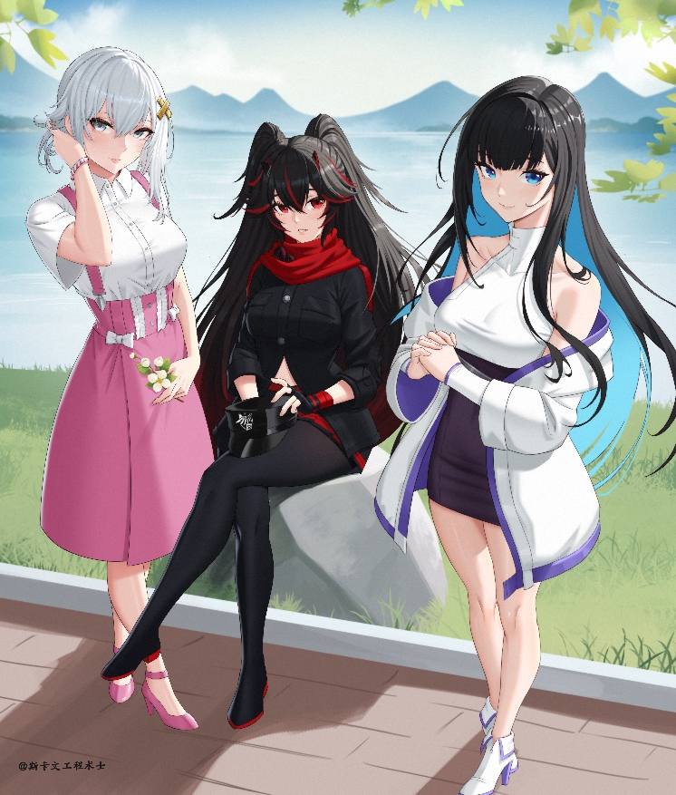 lucia, liv, lucia: plume, selena, liv: empyrea, and 1 more (punishing: gray raven) drawn by skaven_gongcheng_shushi