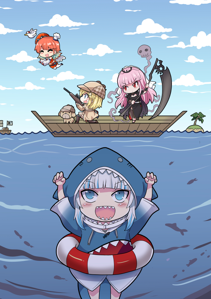 gawr gura, mori calliope, takanashi kiara, watson amelia, subaru duck, and 1 more (hololive and 2 more) drawn by colonel_aki