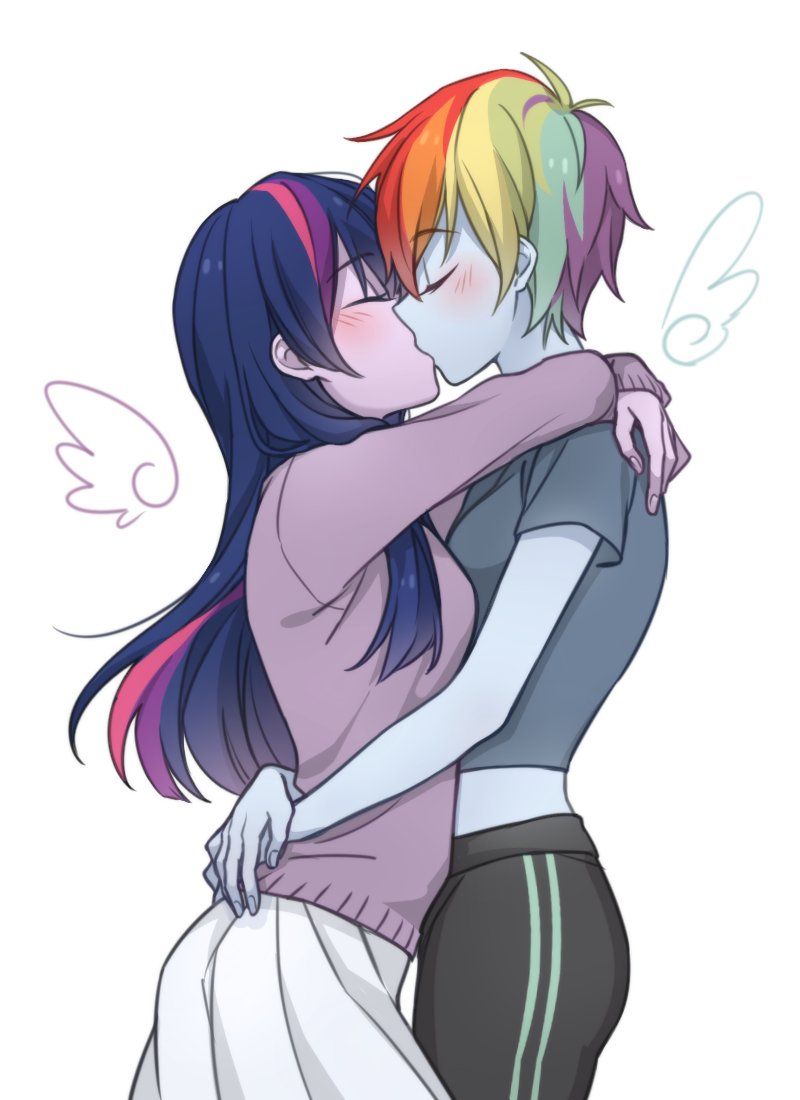 twilight sparkle and rainbow dash (my little pony and 2 more) drawn by dcon_34