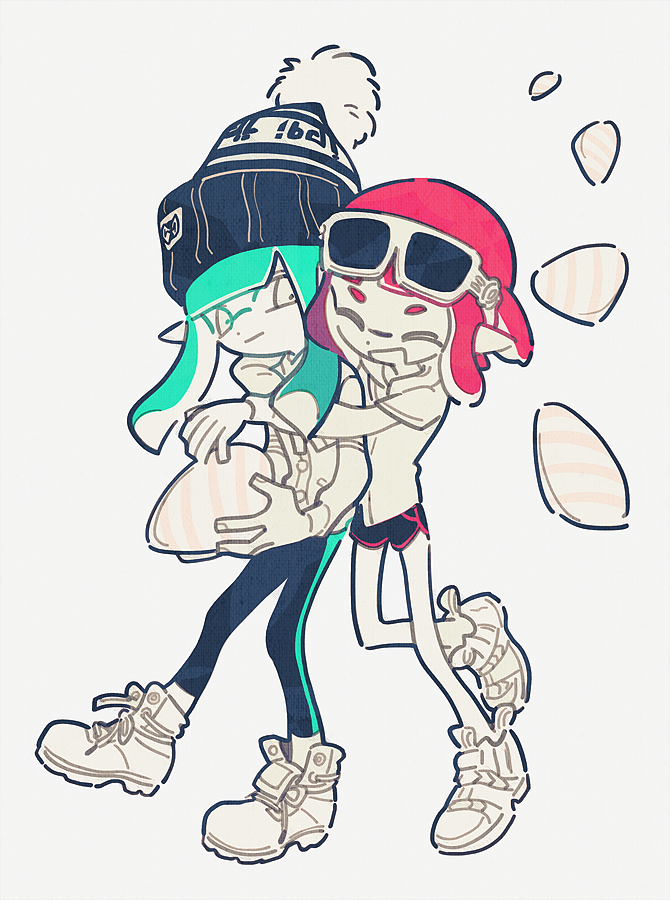 inkling player character and inkling girl (splatoon and 1 more) drawn by cheru_(sinkai_ringo)