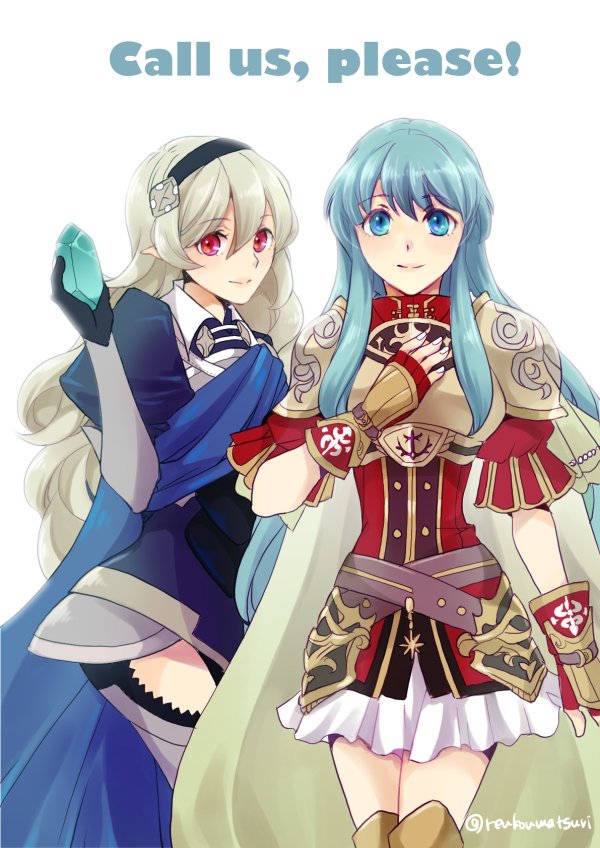 female corrin and eirika (fire emblem and 3 more) drawn by renkonmatsuri