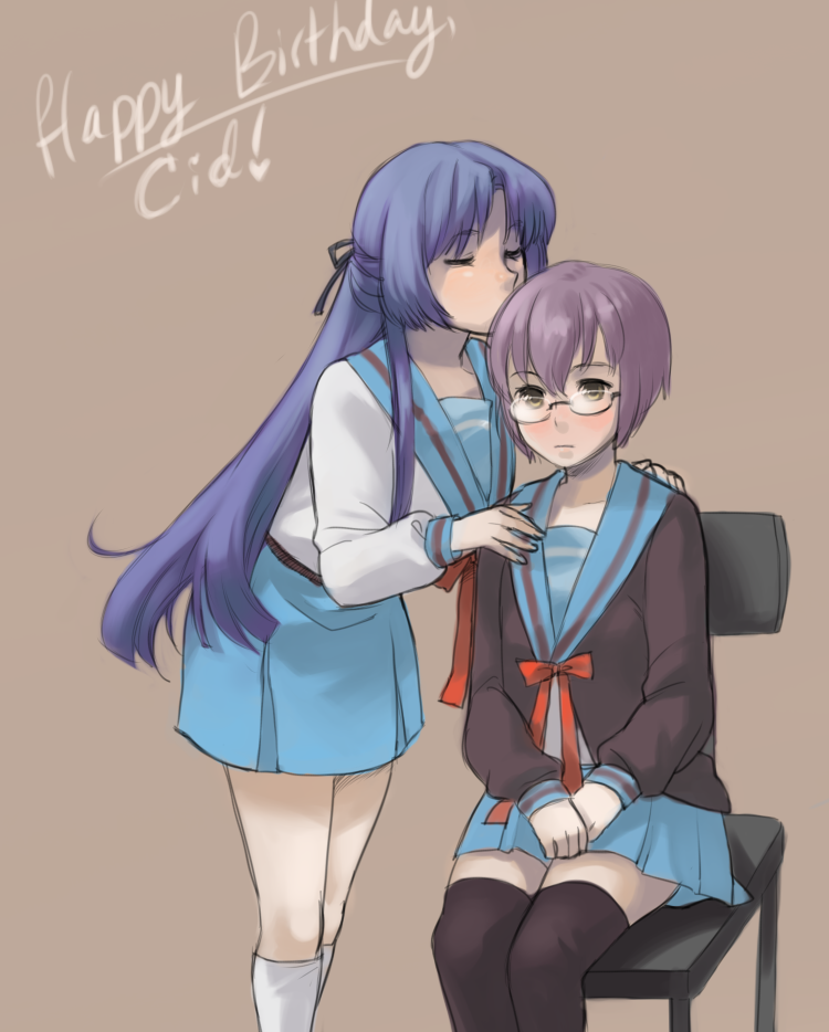 nagato yuki and asakura ryoko (suzumiya haruhi no yuuutsu) drawn by roarke_(lavenderincubus)