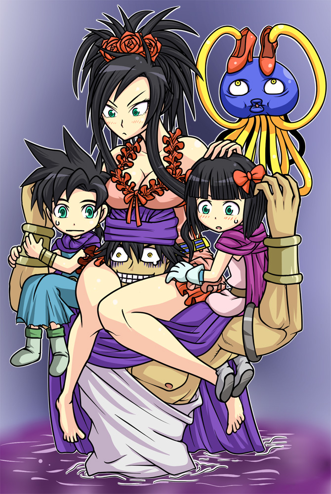 hero, hero's daughter, deborah, healslime, and hero's son (dragon quest and 1 more) drawn by tonda