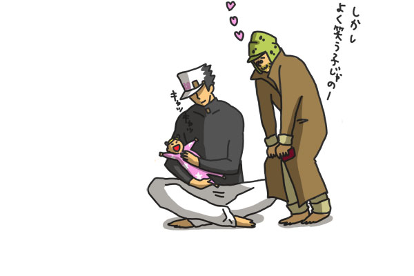 joseph joestar, kujo jotaro, and kujo jolyne (jojo no kimyou na bouken and 2 more) drawn by imoichi