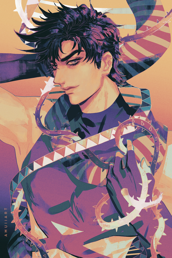 joseph joestar and hermit purple (jojo no kimyou na bouken and 1 more) drawn by amuii