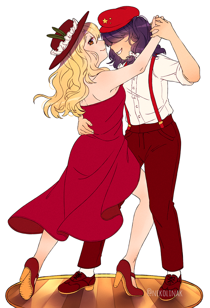 jacket girl and label girl (touhou) drawn by nekolina