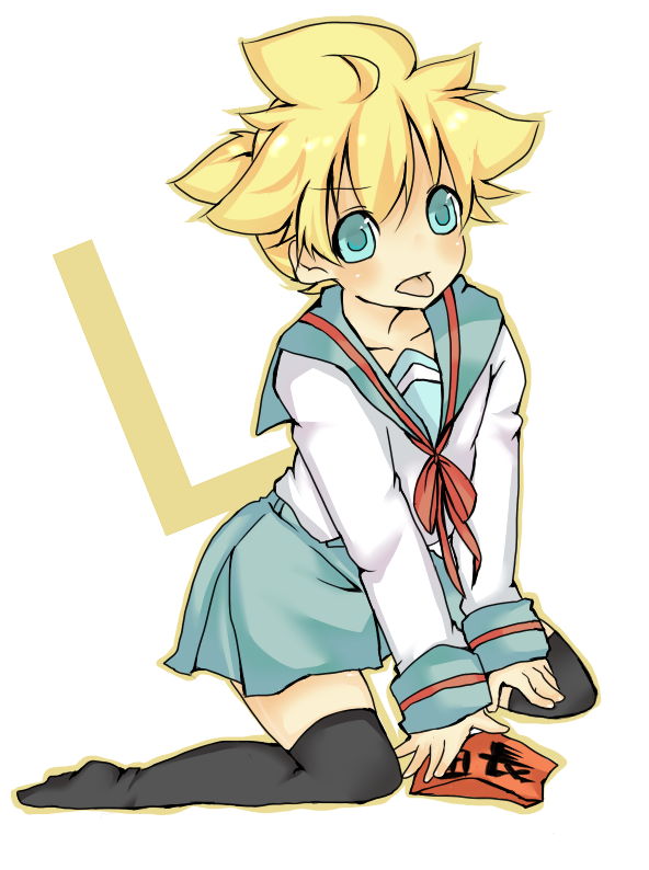 kagamine len and suzumiya haruhi (vocaloid and 1 more) drawn by gin_ga