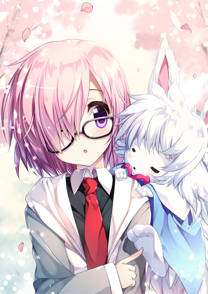 mash kyrielight and fou (fate and 1 more) drawn by shimesaba_kohada