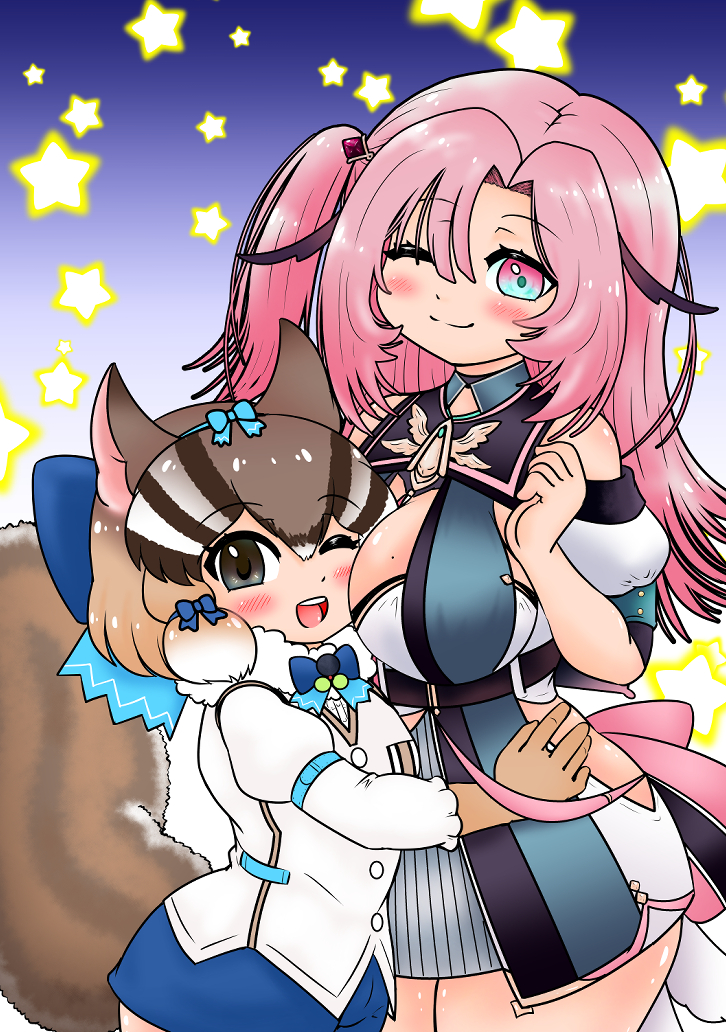 siberian chipmunk and momotsuki hagu (kemono friends and 2 more) drawn by edamamezooooo