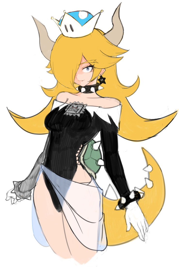bowsette and thwomp (mario and 1 more) drawn by mityubi