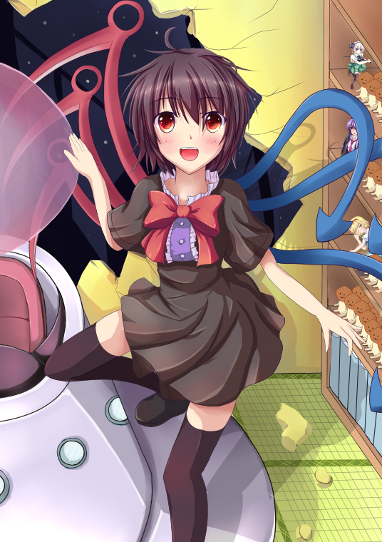 konpaku youmu, alice margatroid, reisen udongein inaba, and houjuu nue (touhou) drawn by kaima