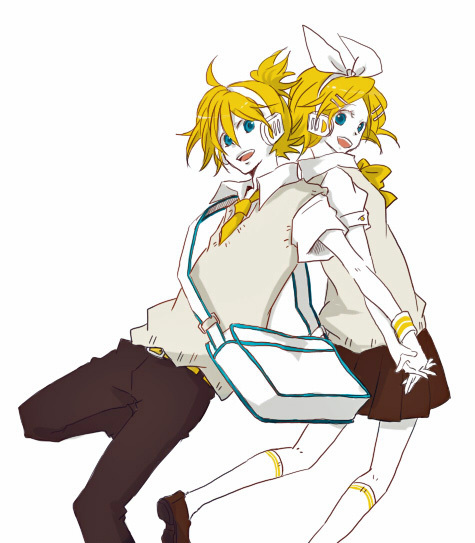 kagamine rin and kagamine len (vocaloid) drawn by kazuta
