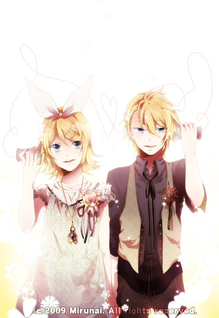 kagamine rin and kagamine len (vocaloid) drawn by mirunai