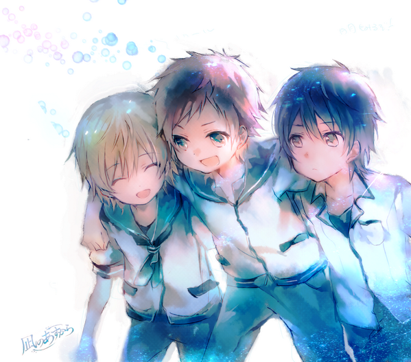 kihara tsumugu, isaki kaname, and sakishima hikari (nagi no asukara) drawn by shigaraki_(strobe_blue)