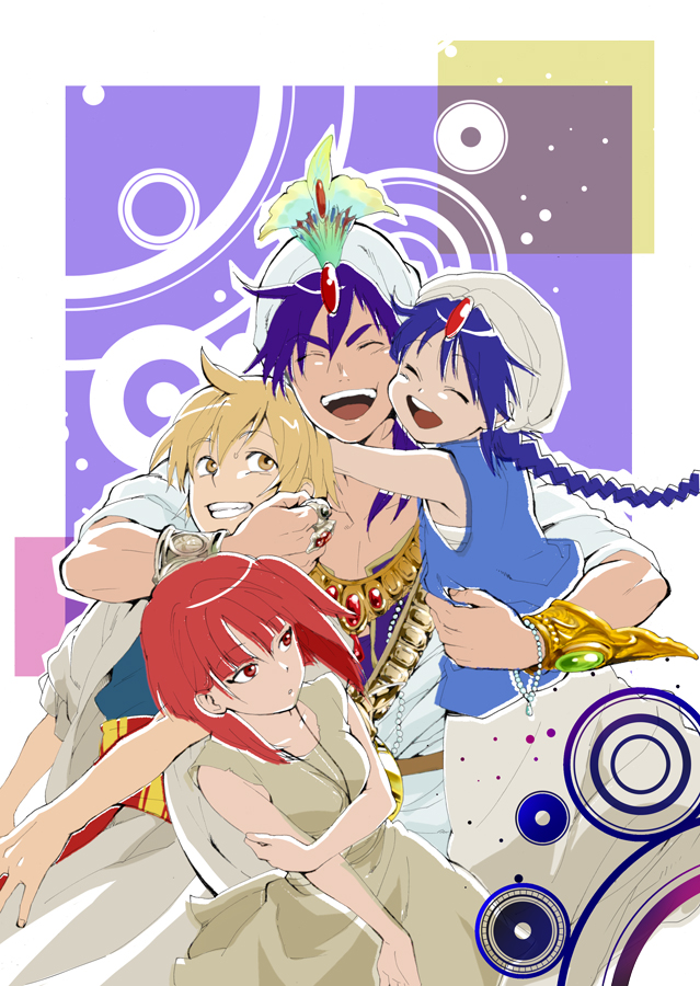 morgiana, aladdin, alibaba saluja, and sinbad (magi the labyrinth of magic) drawn by indesign