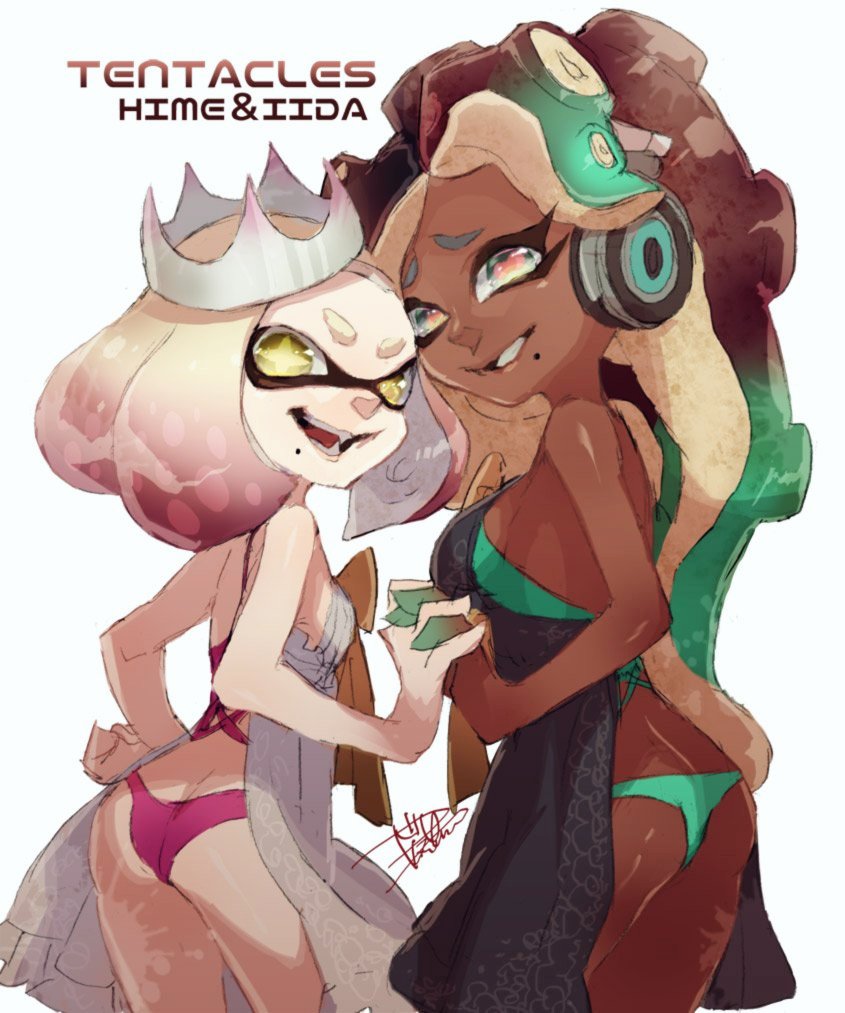 marina and pearl (splatoon and 1 more) drawn by isamu-ki_(yuuki)