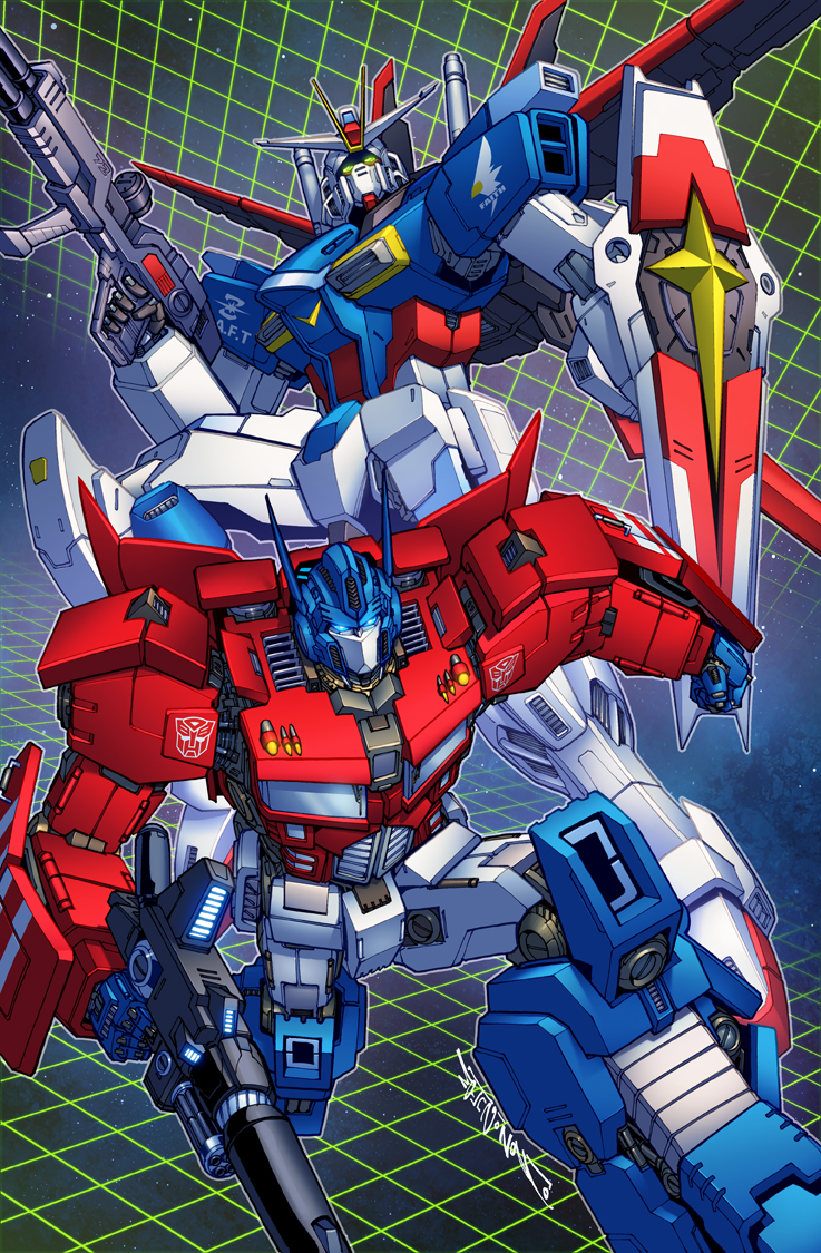 optimus prime, impulse gundam, and force impulse gundam (gundam and 4 more) drawn by alex_milne