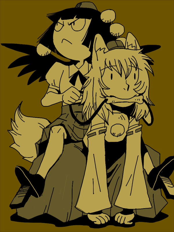 shameimaru aya and inubashiri momiji (touhou) drawn by onikobe_rin