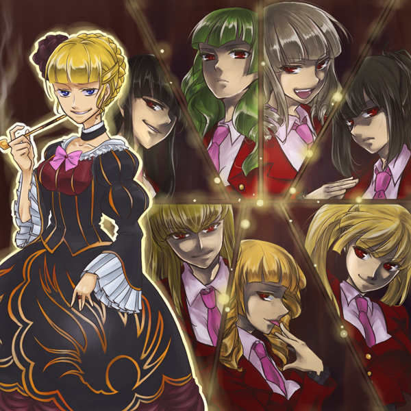 beatrice, mammon, lucifer, asmodeus, beelzebub, and 3 more (umineko no naku koro ni) drawn by shuu_(acasf)