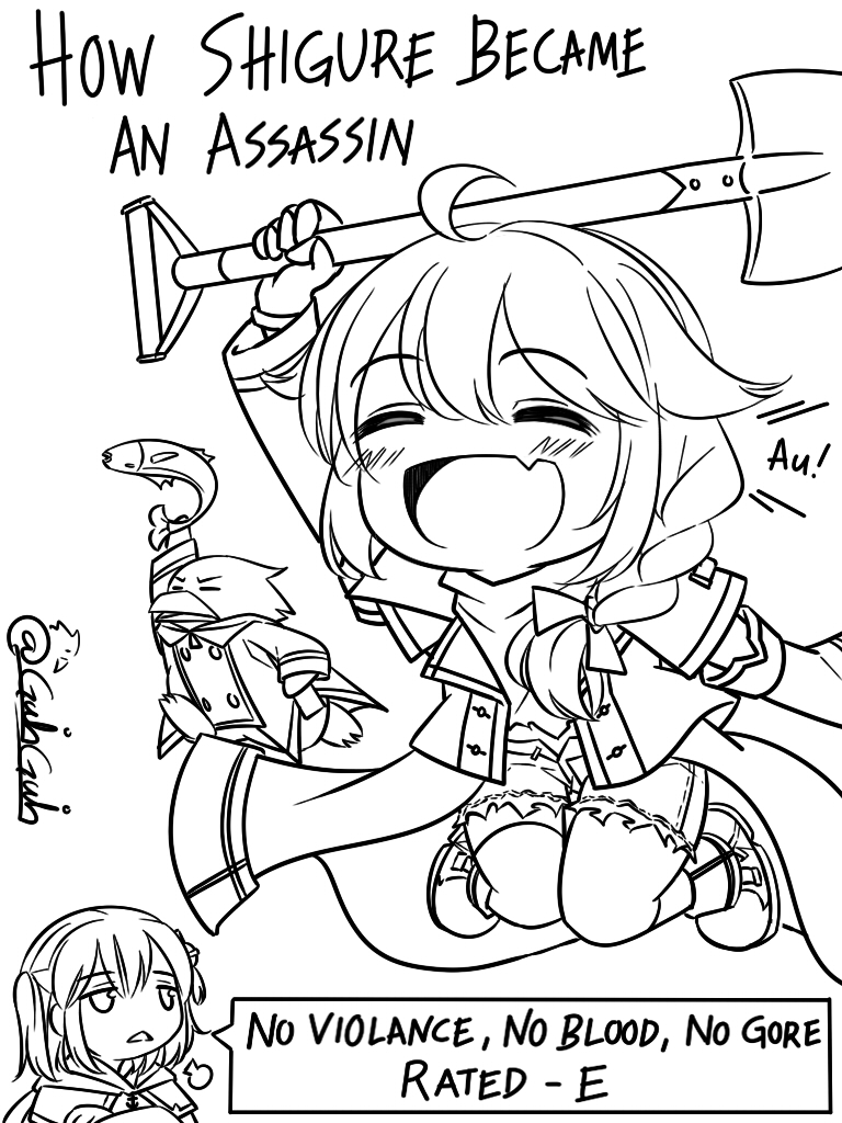 admiral, shigure, sendai, non-human admiral, and little blue (kantai collection and 1 more) drawn by guin_guin