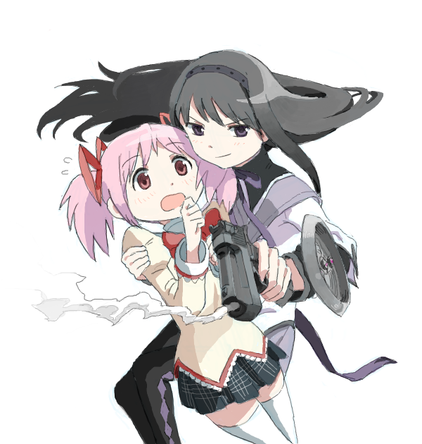 akemi homura and kaname madoka (mahou shoujo madoka magica) drawn by nao-08