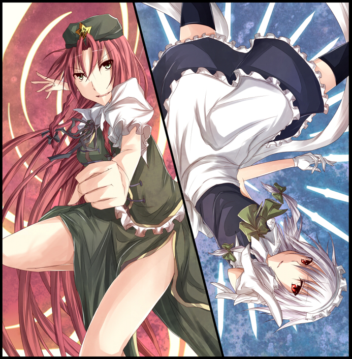 izayoi sakuya and hong meiling (touhou) drawn by ram_hachimin