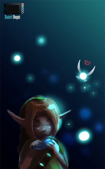 link and navi (the legend of zelda and 1 more) drawn by daniel_bogni