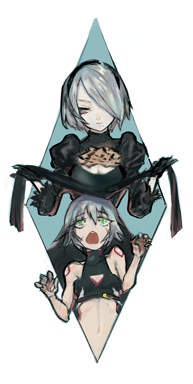 2b and jack the ripper (fate and 4 more) drawn by purupuru
