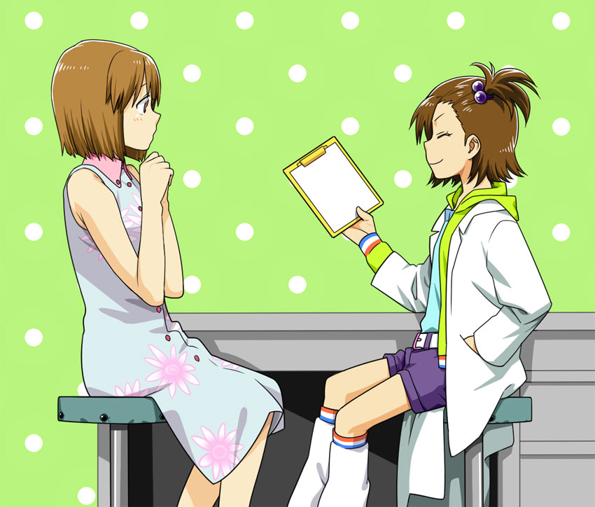 hagiwara yukiho and futami ami (idolmaster) drawn by mori_(unknown.)