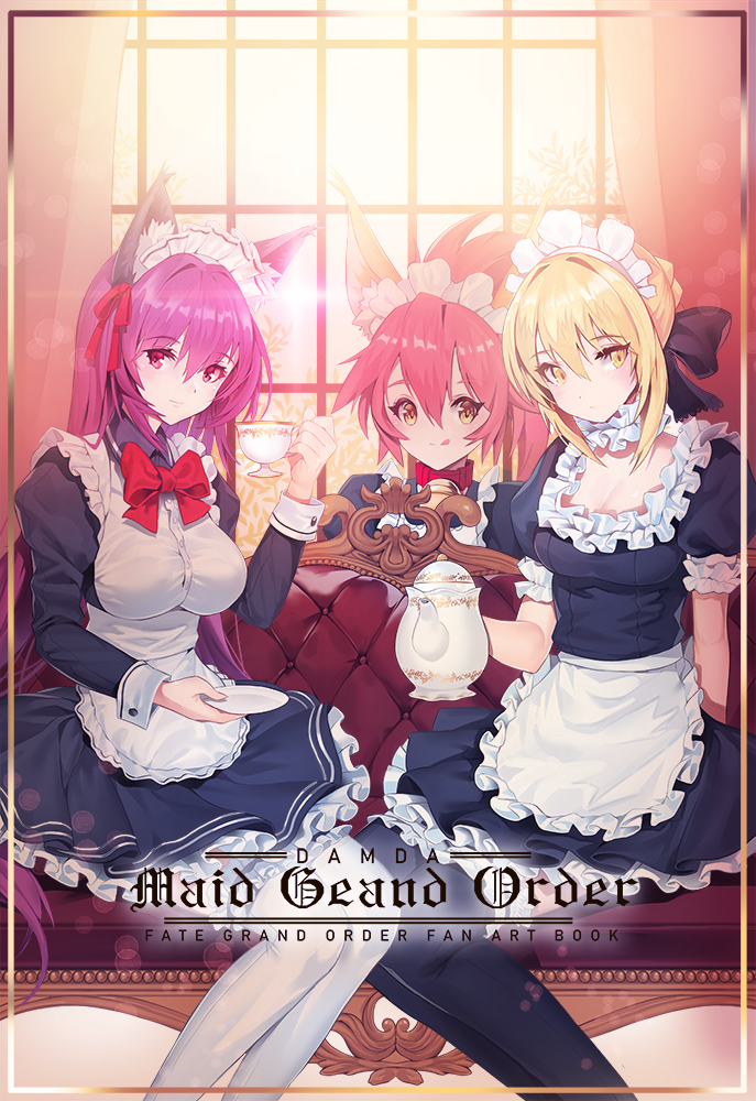 artoria pendragon, tamamo, scathach, saber alter, and tamamo cat (fate and 1 more) drawn by damda