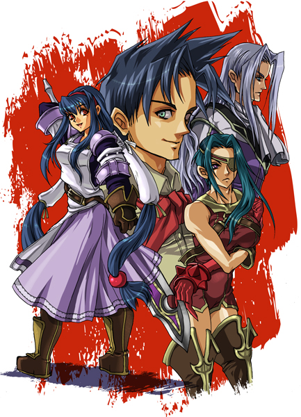 ashley winchester, anastasia valeria, kanon, and irving valeria (wild arms and 1 more) drawn by zaido
