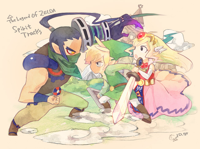 link, princess zelda, toon link, toon zelda, and byrne (the legend of zelda and 1 more) drawn by gomas