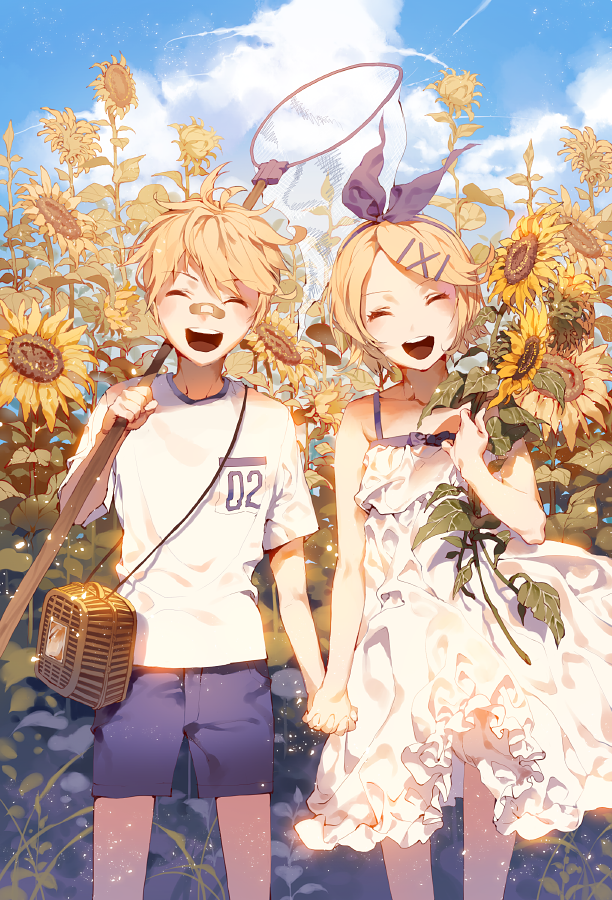 kagamine rin and kagamine len (vocaloid) drawn by fajyobore