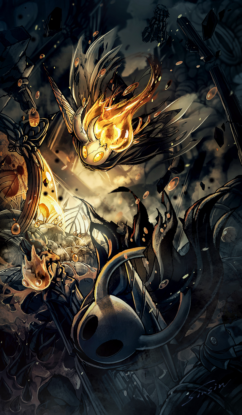 knight and broken vessel (hollow knight) drawn by mamoru_mikokoro