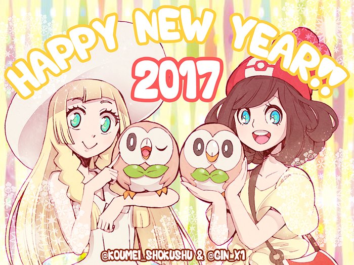 lillie, selene, and rowlet (pokemon and 1 more) drawn by gin_x1