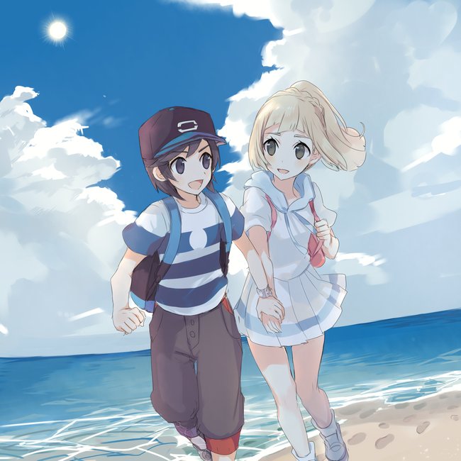 lillie and elio (pokemon and 1 more) drawn by zp_hn02