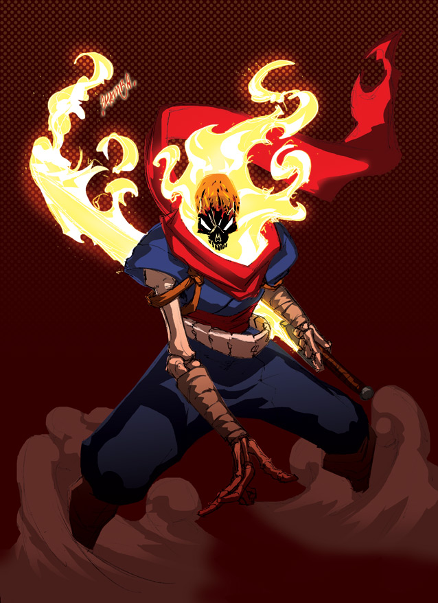 strider hiryuu and ghost rider (marvel and 3 more) drawn by chamba