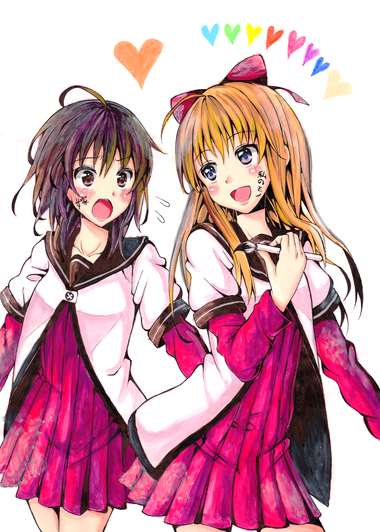 toshinou kyouko and funami yui (yuruyuri) drawn by pucchomokkyuri123