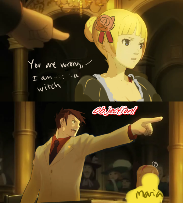 beatrice, ushiromiya battler, phoenix wright, ushiromiya maria, and espella cantabella (umineko no naku koro ni and 2 more) drawn by weee_(raemz)