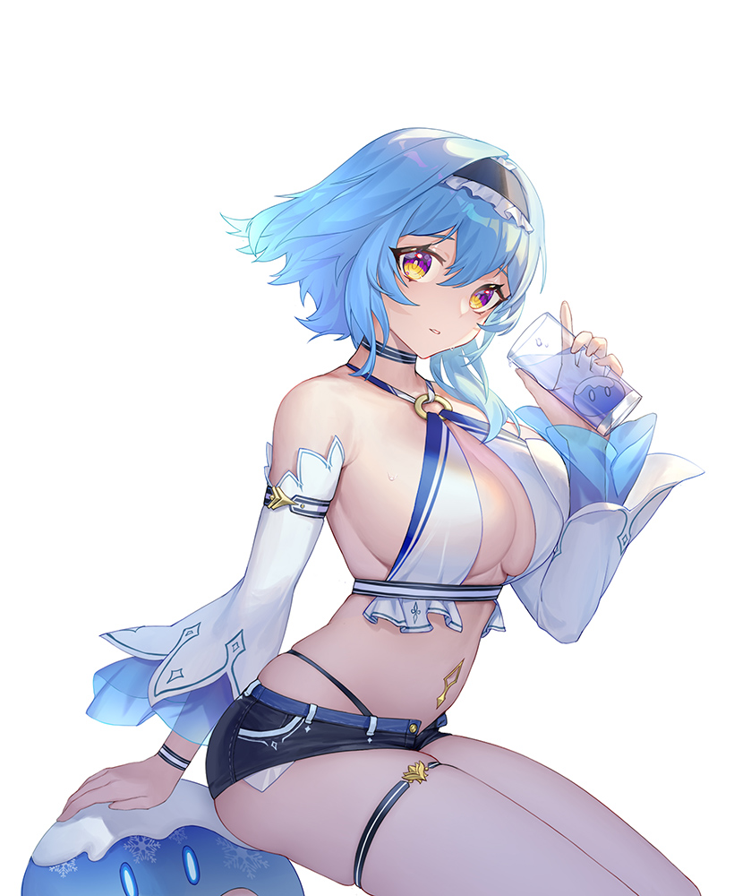 eula and slime (genshin impact) drawn by biai_(522323674)