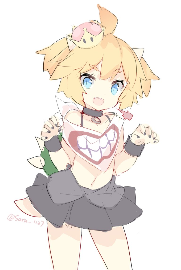 bowsette jr. (mario and 1 more) drawn by saru