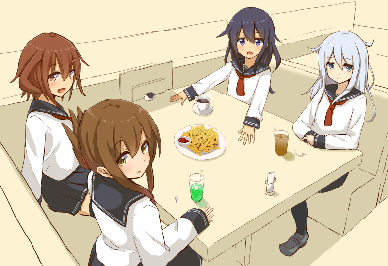 hibiki, inazuma, ikazuchi, and akatsuki (kantai collection) drawn by cassandra_(seishun_katsu_sando)