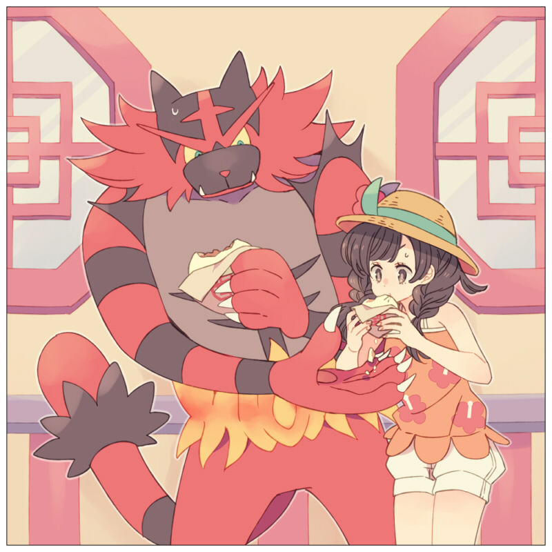 selene and incineroar (pokemon and 1 more) drawn by komasawa_(fmn-ppp)