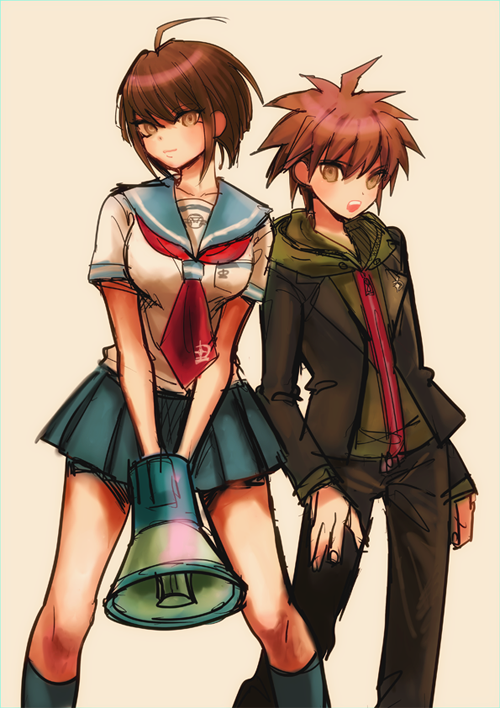 naegi makoto and naegi komaru (danganronpa and 2 more) drawn by sarasara