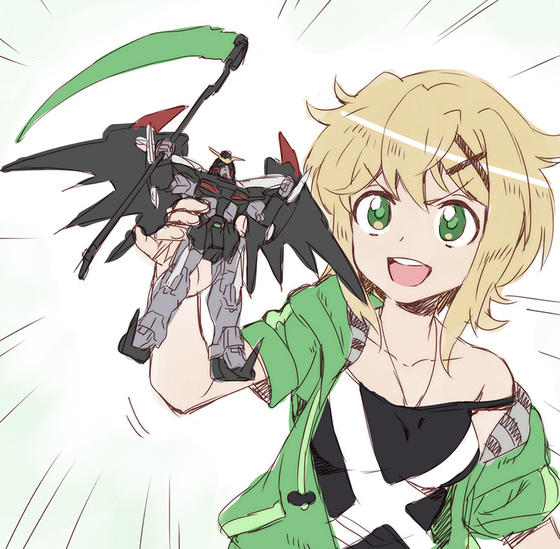 akatsuki kirika and gundam deathscythe hell custom (gundam and 2 more) drawn by murakami_hisashi