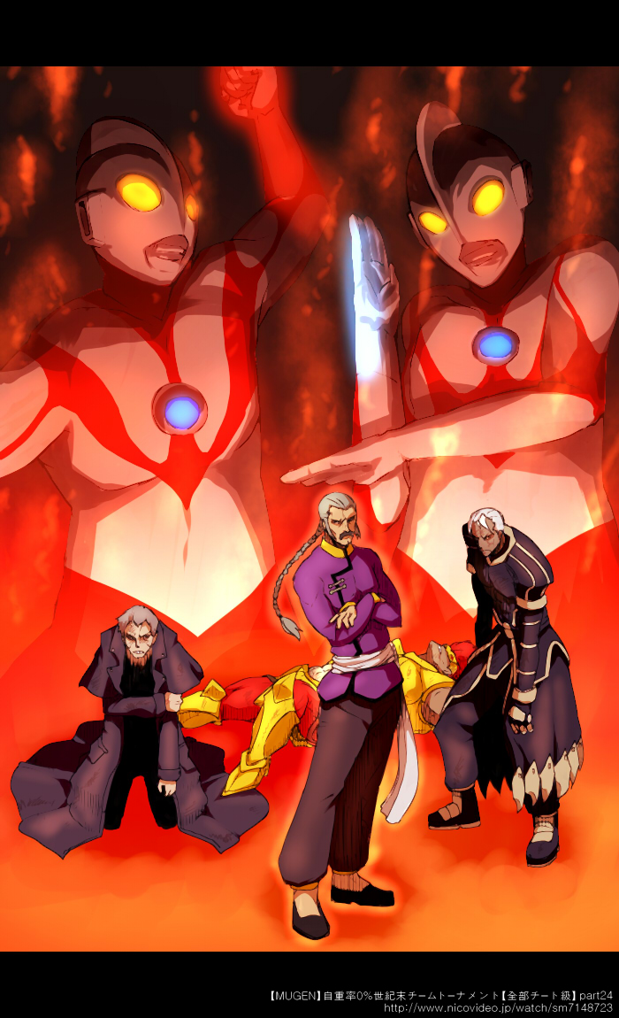 ultraman, master asia, nrvnqsr chaos, original zero, and king leo (gundam and 10 more) drawn by oso_(toolate)