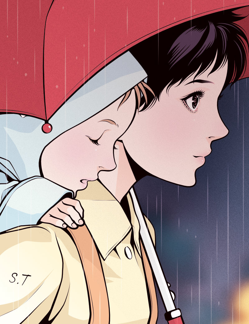 kusakabe satsuki and kusakabe mei (tonari no totoro) drawn by takanashi_shin