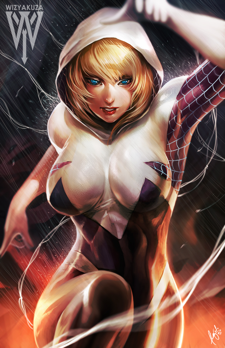 spider-gwen and gwen stacy (marvel) drawn by wizyakuza