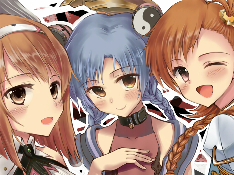 kisaragi chihaya, hagiwara yukiho, futami mami, shurelia, aurica nestmile, and 1 more (idolmaster and 2 more) drawn by akabane_(zebrasmise)