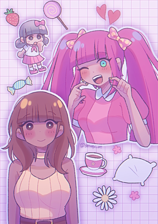 polly, miss candice, and curtsey (omori) drawn by donuqx